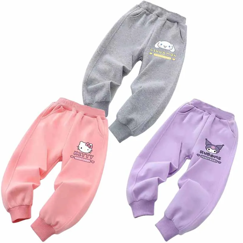 

Sanrios Children Sweatpants Cinnamoroll Kuromi HelloKittys Anime Cartoon Cute Kids Girls Trousers Autumn Winter Sports Pants