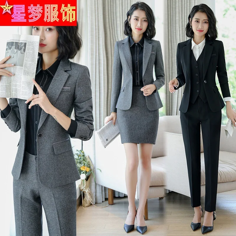 sv business hotel 1105 Business Suit Gray Blazer Hotel Front Stage Work Wear Clothes Manager Business Formal Wear Commuters' Workwear Female
