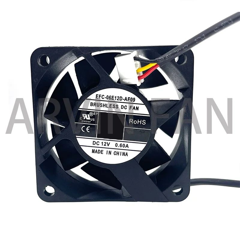 

EFC-06E12D EFC-06E12D-AF09 6025 12V 0.60A 60X60X25mm 60mm 6cm Server Inverter Power Supply PSU Axial Cooling Fan