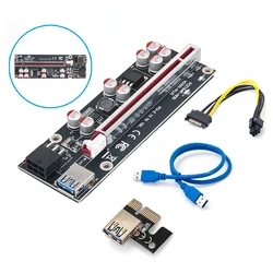Adaptateur PCI Express 1x vers 16x, carte GPU Riser haute vitesse, USB 3.0, 6 broches vers 15 broches, câble d'alimentation SATA pour Windows, Linux et Mac, 1 pièce 