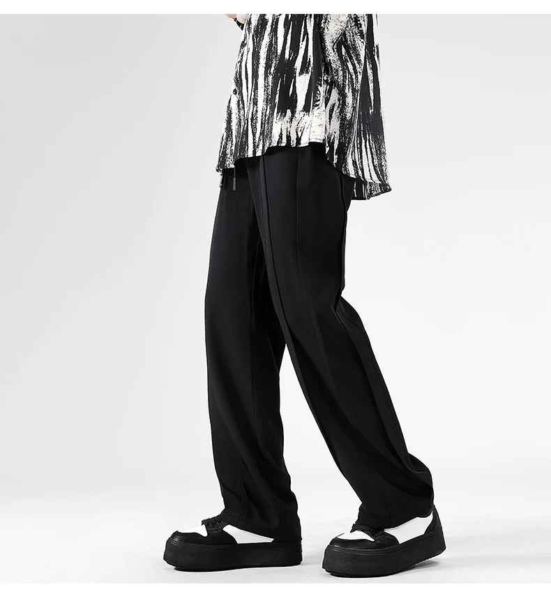 Description Picture 6 of item2024 Summer New Men's Pants Fashion Casual Pants Neutral Trendy Solid Color Wide Leg Pants