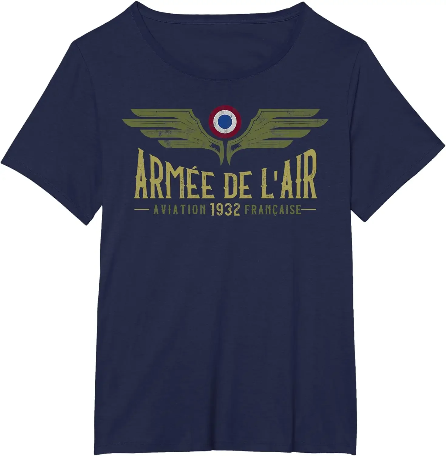 French Air Force Men's Casual Cotton T-Shirt - Short Sleeve O-Neck Design