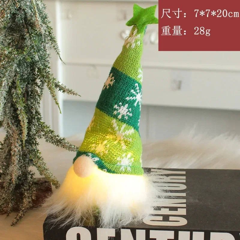thumbnail image 1 of Adornos de gnomo de muñeco sin rostro de Navidad con luz LED, artesanías de tejido de felpa, colgante de árbol, decoraciones navideñas para el hogar, regalo para niños, 1 of 5