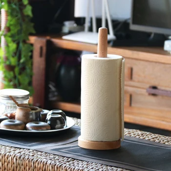 Porte-serviettes en papier rouleau en bois, support vertical, pot de poulet en papier, accessoires de rangement de toilette de cuisine, tissu chaud 1