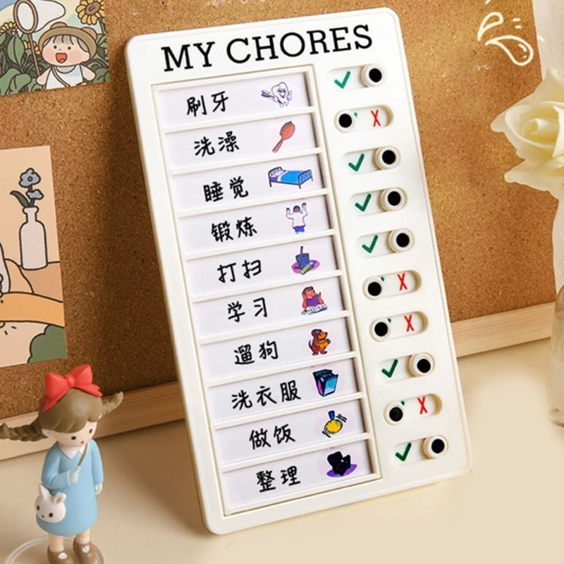 Portable Chore Chart for Kids, Toddler Chore Board Checklist Board with 60 Cardstock for Daily Schedule Routine Planning