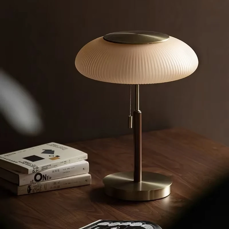 Vintage Industrial Table Lamp-Opal Glass Desk Light with Adjustable Arm, Bedroom & Study Nightstand Lighting Decor