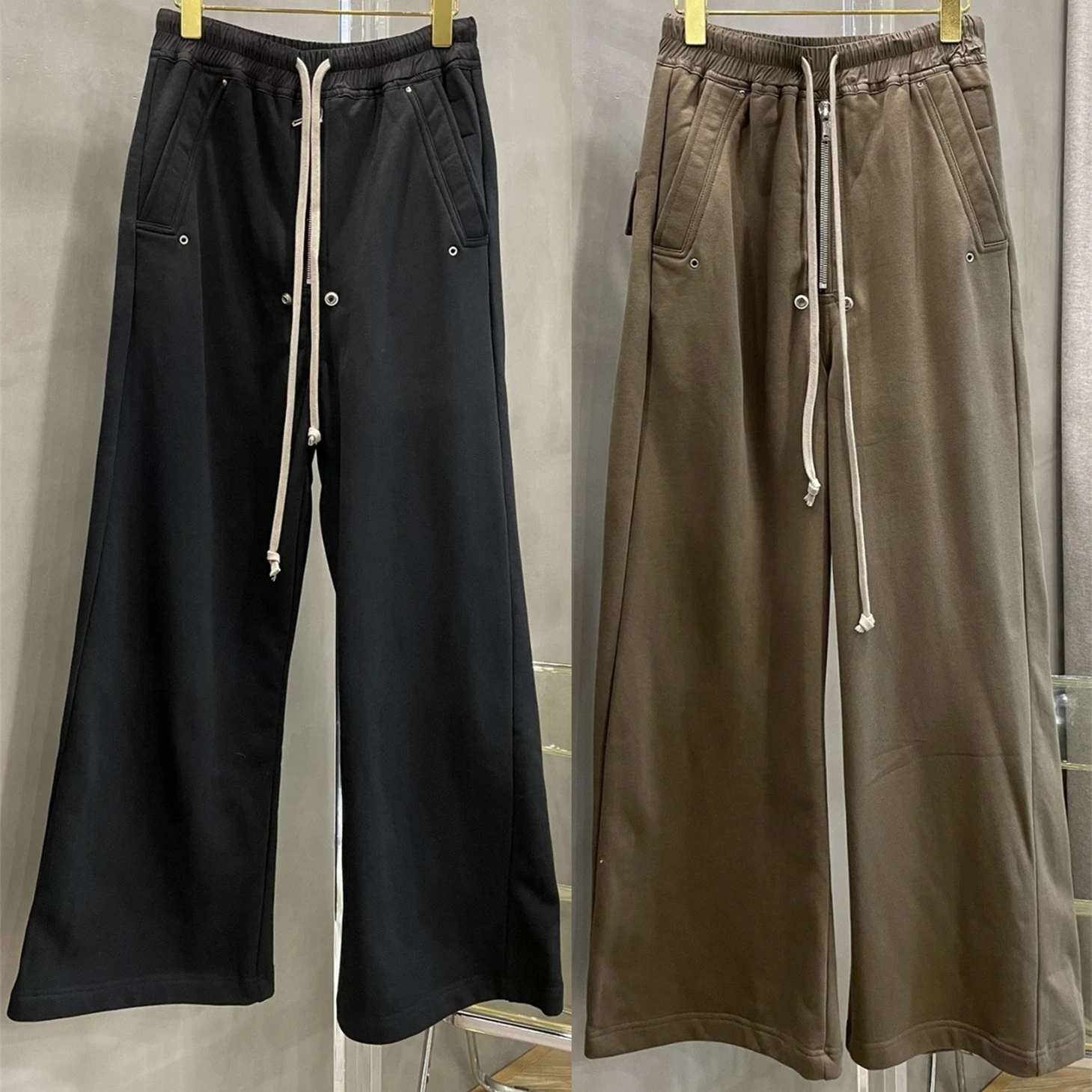 RO Wide Leg Floor Drawstring Sweatpants Pants High Quality Vintage Jogger Trousers