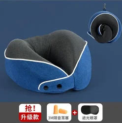 Memory Foam Travel Pillow with Breathable Cover and Sleep Accessories (B Dark - blue Suit)
