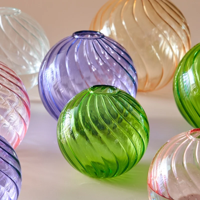 Mini Colorful Sphere Glass Bubble Vase for Flower Arrangement Cute Bud Vase Sphere Glass Art Flower Ware Home Decor 4