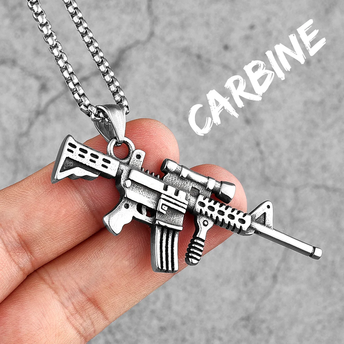 Stainless Steel AK47 Pendant Necklace for Men - Punk Trendy Jewelry Gift