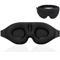 Deluxe 3D Contoured Eye Mask - Light Blocking Sleep Solution (Black)