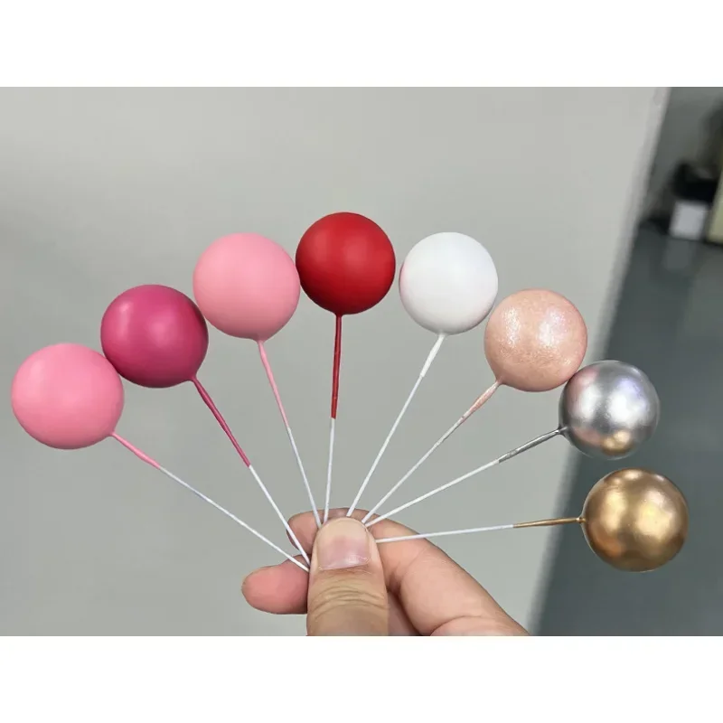 20Pcs Cake Topper Gold Silver Ball Happy Birthday Cake Topper DIY Cupcake Flag Christmas Ball Wedding  Decor Birthday Decoration