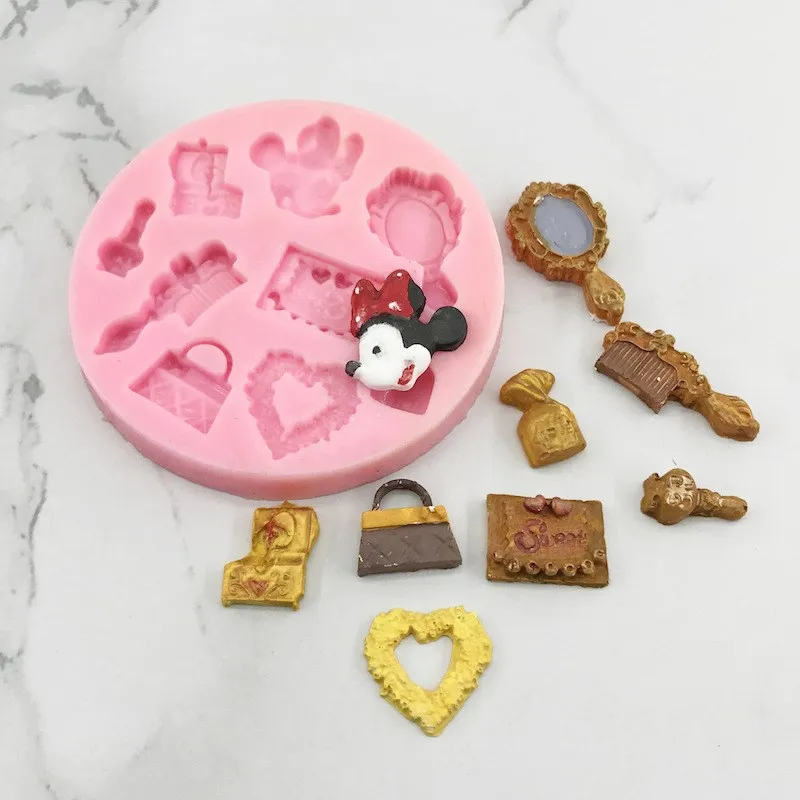 

Dressing Mirror Bag Silicone Mold Multi-style Toy Fondant Cake Dessert Chocolate Pastry Kitchen Baking Accessories Making Tools