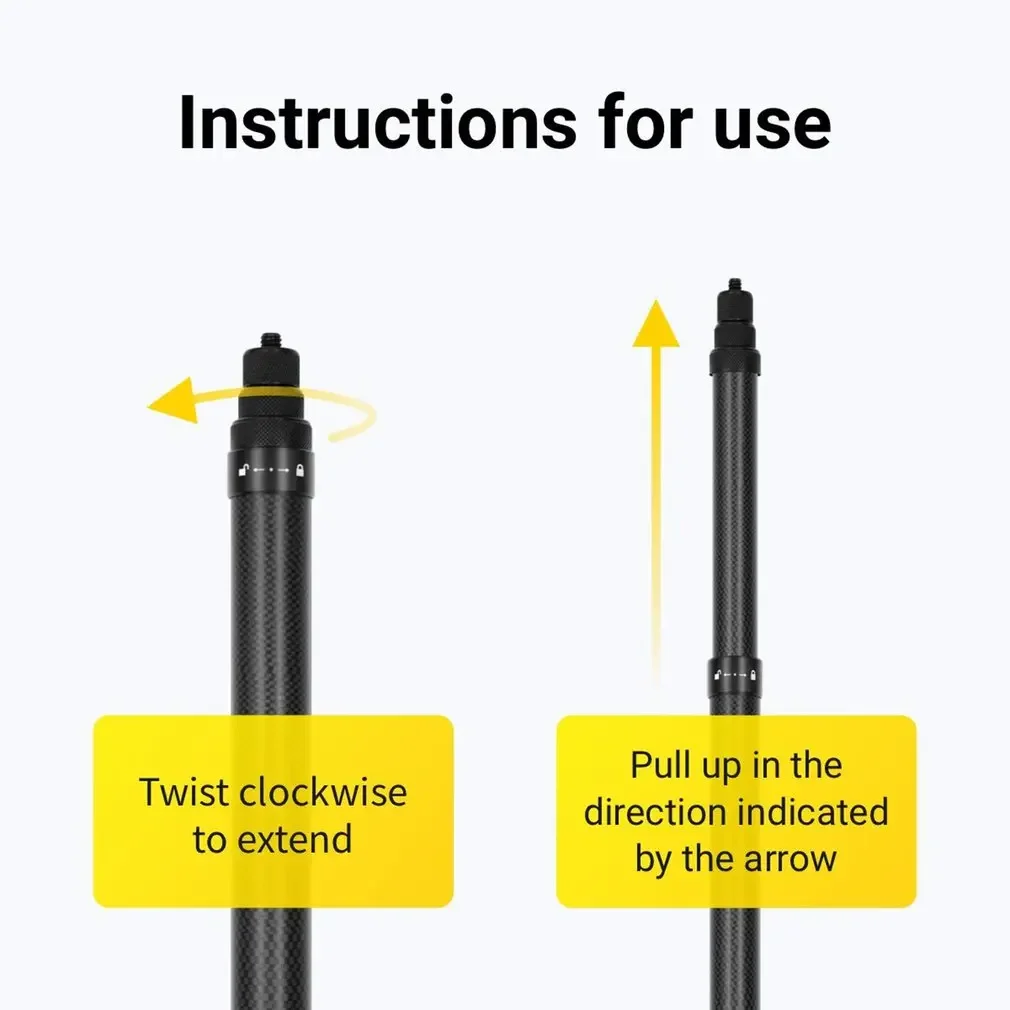 1.5/3 Meter Adjustable Ultra-long Carbon Fiber Invisible Selfie Stick Lightweight Selfie Stick for Insta360 One X2 / R / X Gopro