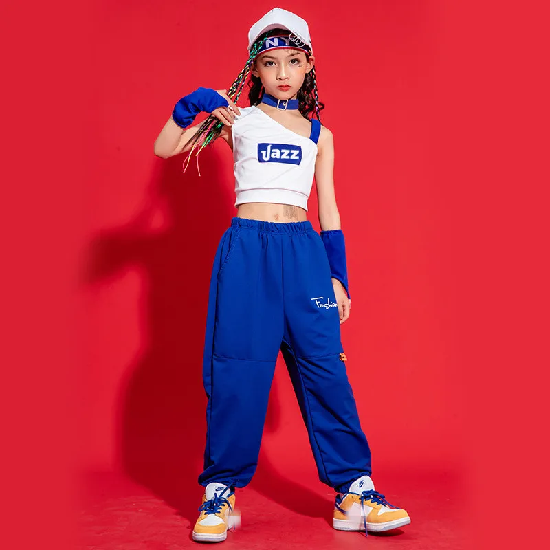 

2022 Jazz Dance Costumes For Girls Hip Hop Competition Performance Clothes Children Modern Dance Hiphop Rave Clothes