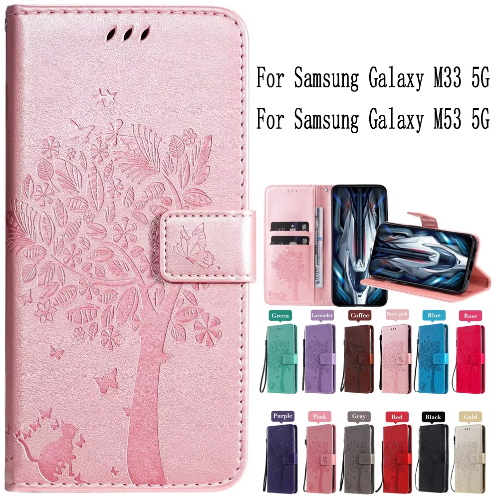 Sunjolly Mobile Phone Cases Covers For Samsung Galaxy M33 M53 5G Case Cover Coque Flip Wallet For Galaxy M53 5G Case