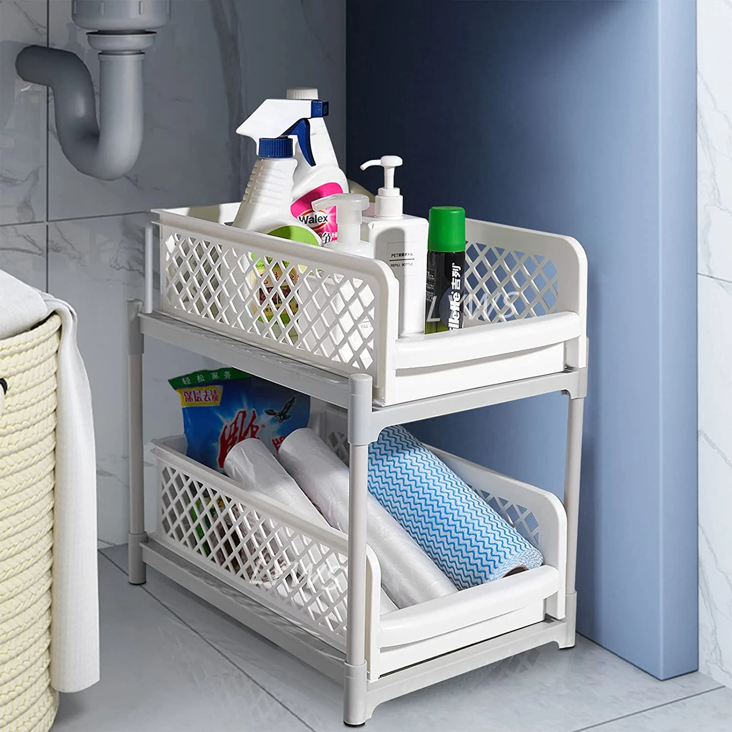 Under Sink Cabinet Organizer 2-Tiers Stackable Storage Shelf with Sliding  Baskets Drawers for Kitchen Bathroom Kitchen Storage - AliExpress
