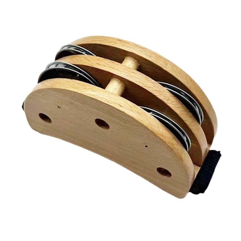 Foot Tambourine with Steel Bells Percussion Shakers Foot Tapping Tambourine A52F