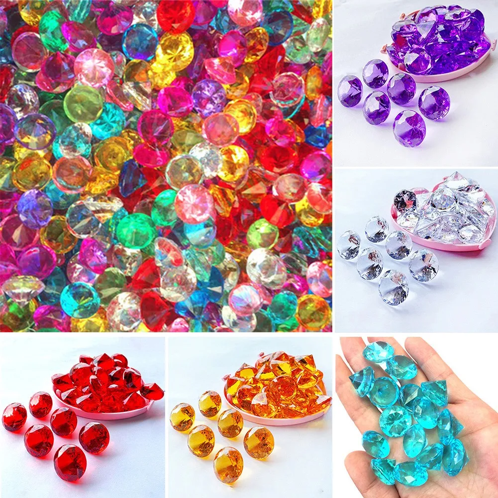 

100pcs Colorful Crystal Diamond Pendant Acrylic Transparent Imitation Crystal Diamond Acrylic Diamond Stage Prop PartyDecoration