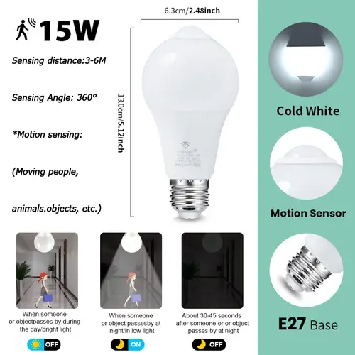 4PCS 20W 18W 15W 12W 9W 6WLampada LED E27 Radar Motion Sensor Light Bulb 189-265V Infrared Detection Smart Lamp Working in Night - Image 17
