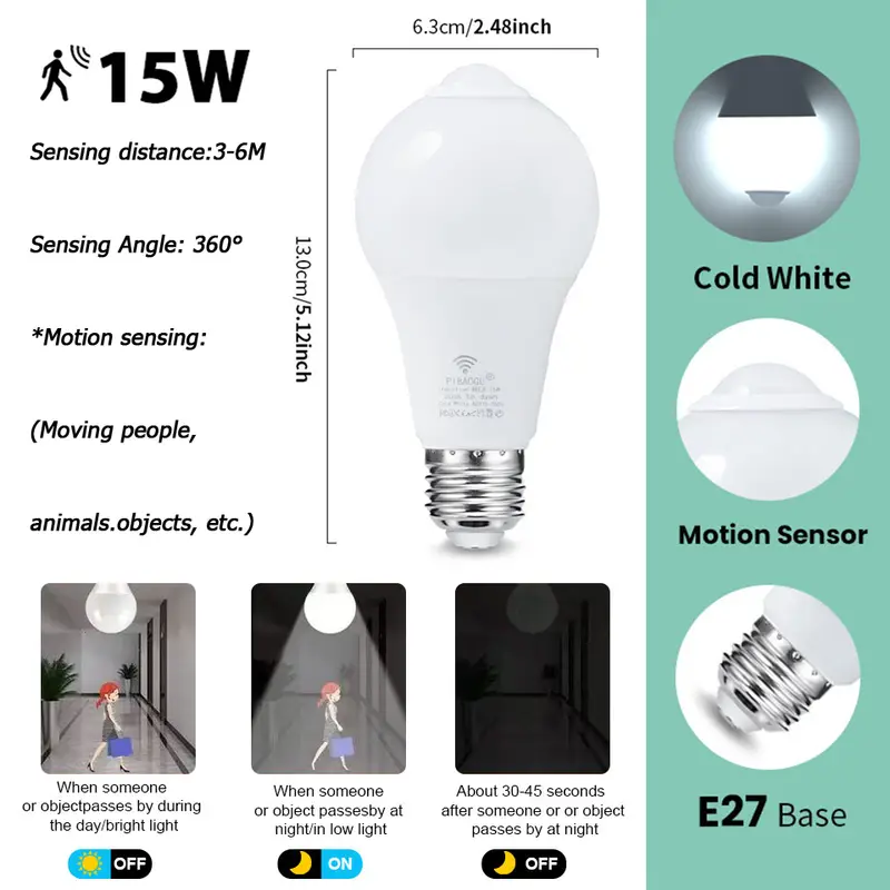 4PCS 20W 18W 15W 12W 9W 6WLampada LED E27 Radar Motion Sensor Light Bulb 189-265V Infrared Detection Smart Lamp Working in Night - Image 17
