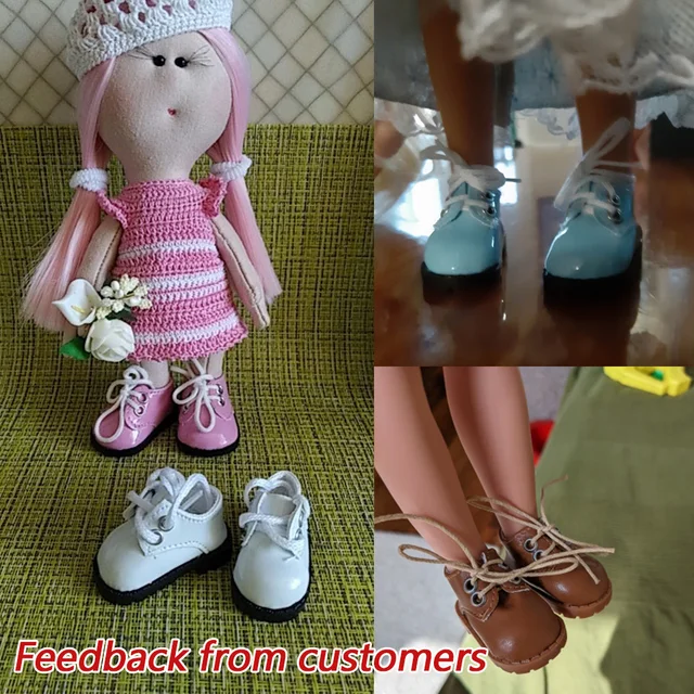 5.5cm Doll Toy Bright Leather Shoes for 1/6 Doll Toys Accessories Handmade Cute Doll Bandage Shoes Girls Gifts Doll Accessories 6