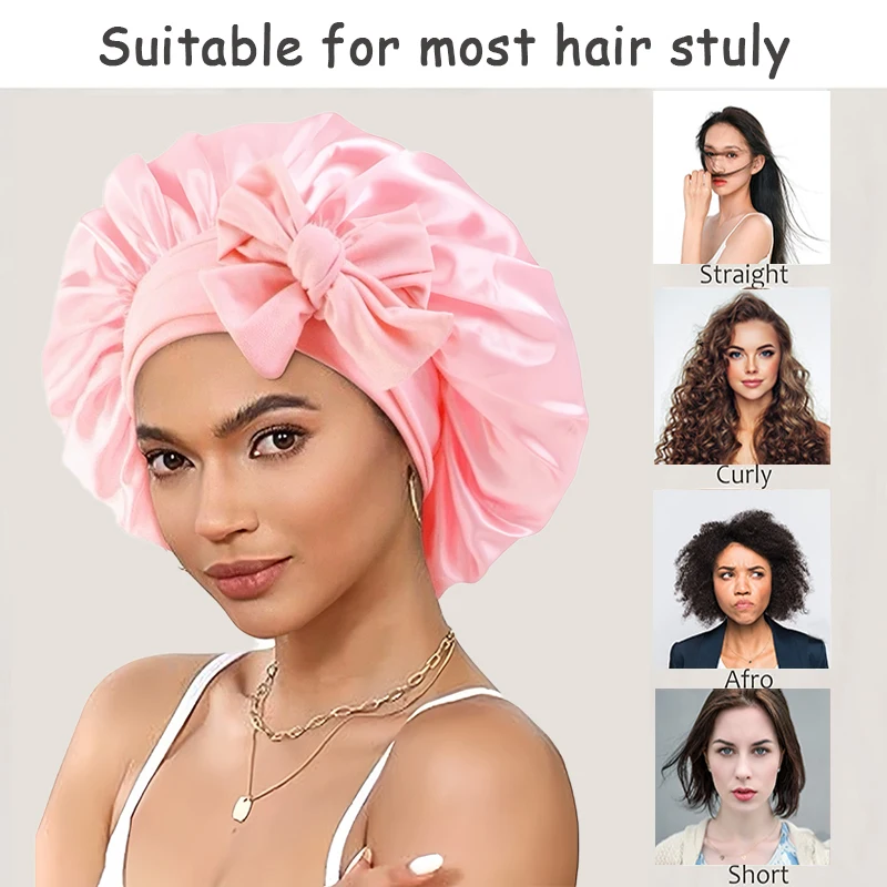 Satin Hair Bonnet For Women Shower Sleeping