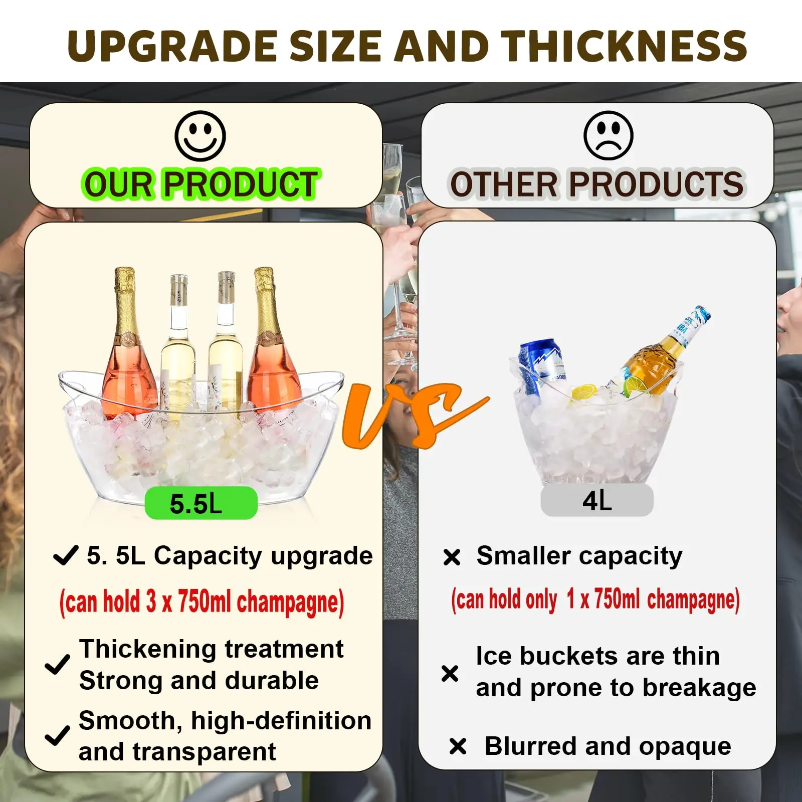1pcs Plastic Ice Bucket Ice Buckets For Parties Beverage Tub For Bucket Household Kitchen Bar Bottle Cooler Wine Ship Type NEW