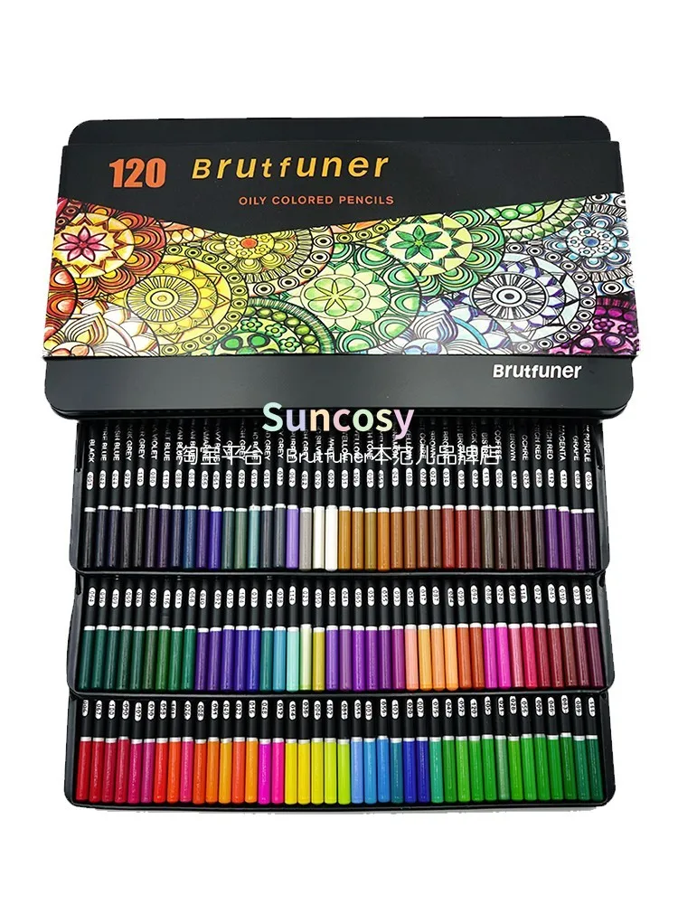 Brutfuner 120 컬러 오일 기반 색연필, 3.8mm 소프트 코어, 선명한 색상 및 우수한 커버리지, 혼합 가능, 우수한 색상