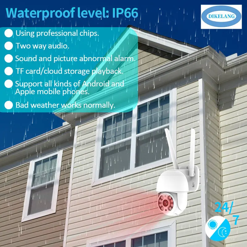 Waterproof IP Camera with Mobile Detection, Quick Connect, and 2-inch Dome Camera for Outdoor Network Surveillance