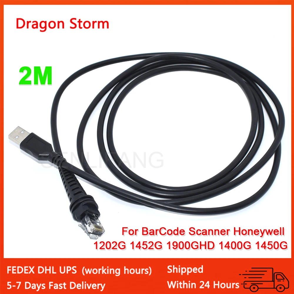 Cabo Usb Preto em Linha Reta Cabo do Varredor para Honeywell 1900g Hyperion 1300g Xenon 1202g 1400g 1450g 1452g Novo 2m