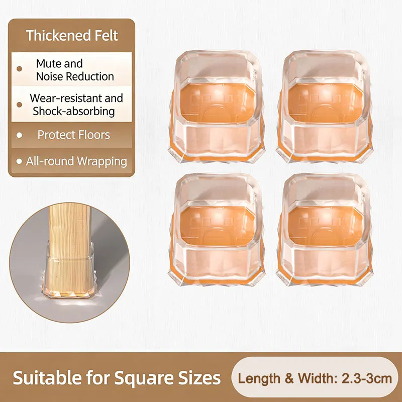 Silicone Floor Protectors for Chair Legs - Rectangle Pads to Safeguard Hardwood Floors