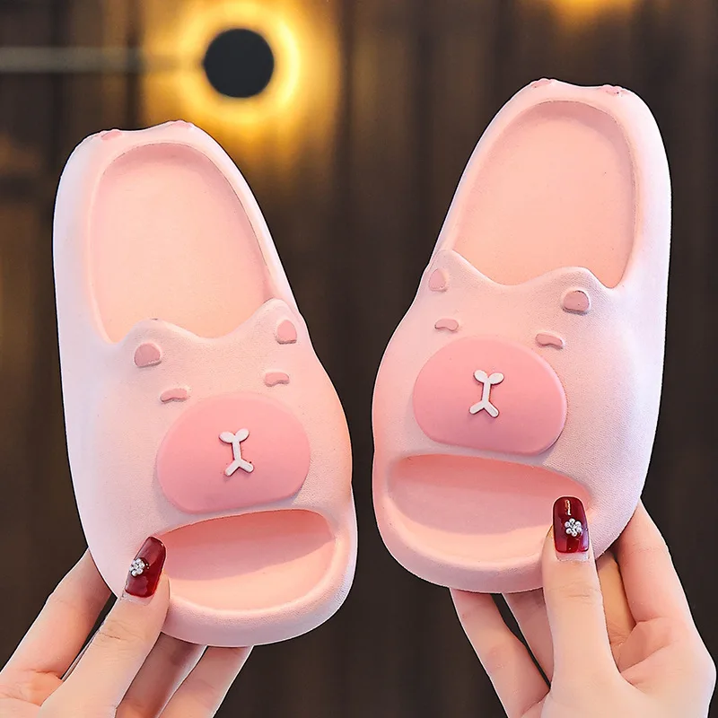New Capybara Boys Girls Slippers Cute Cartoon EVA Beach Shoes For Kids Summer Waterproof Soft Sole Non Slip Children Slippers 3