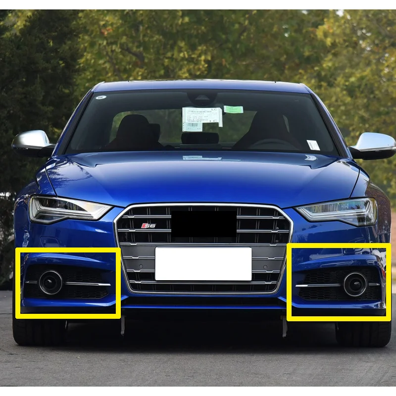DECHO A pair For Audi A6 S6 Bumper Fog Lamp Grille Car Front Mesh Racing Grille With ACC