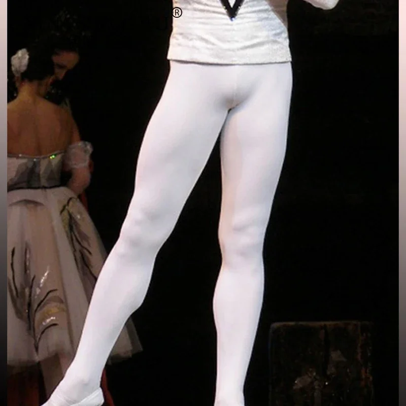 1 Pair Men Ballet Dance Tights Full Length Leggings Ballet Costume Practice Pants Pantyhose Cotton High Elastic Waist Dance Wear