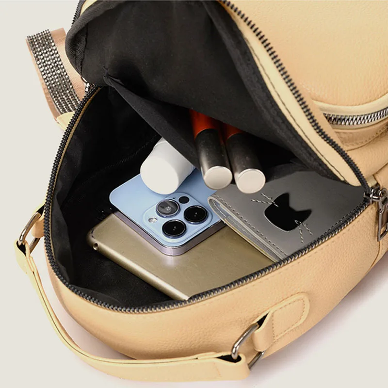 portable backpack for ladies Korean Fashion Zipper PU Leather Small Bag coin purse mini backpack for woman 6