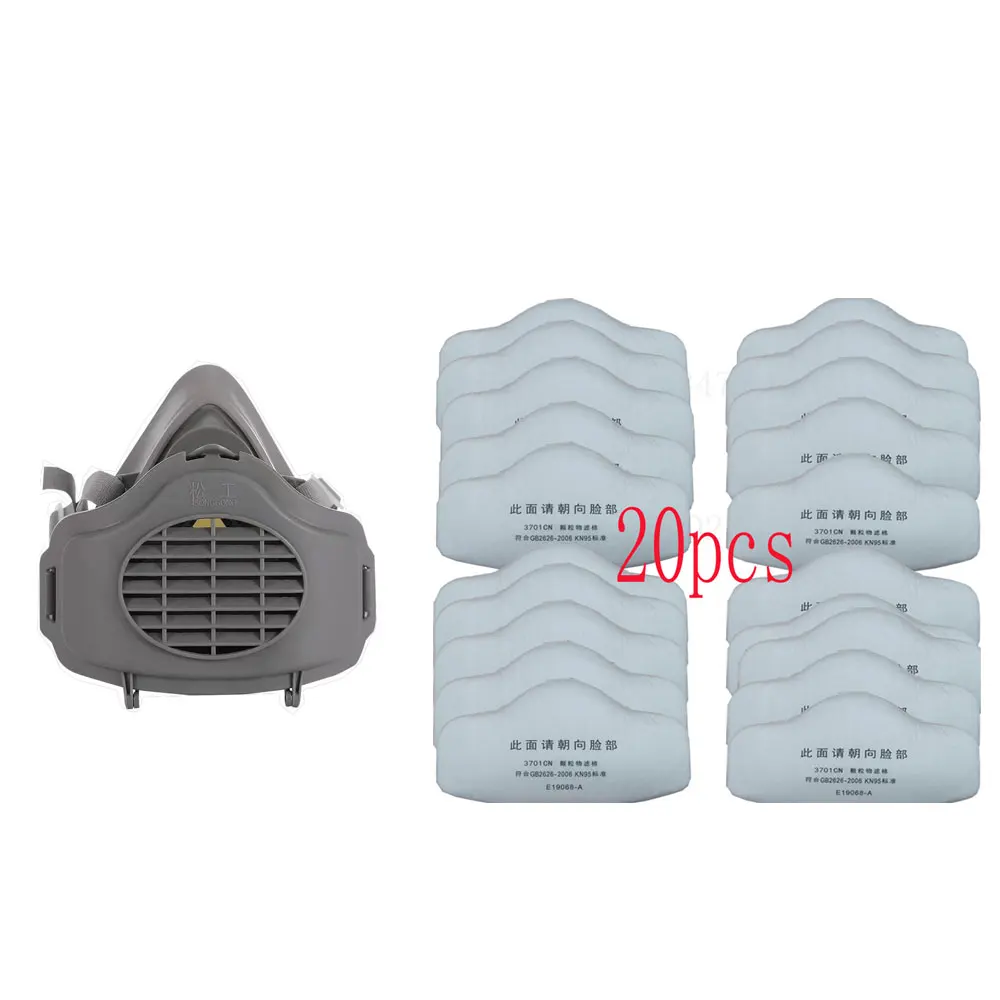 Lot de 20 Masques en Coton Réutilisables - Demi Masque Filtrant