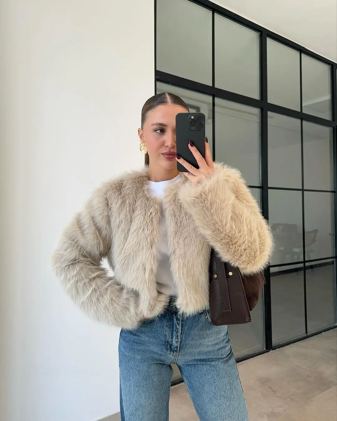 Suéter de lujo de gran tamaño para mujer, ropa de calle holgada de manga larga y cintura alta, chaquetas de invierno para mujer, nuevo