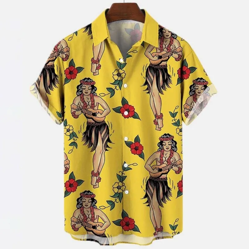 Hawaiian Shirt 3D Men Summer Street Costumes Skeleton Floral