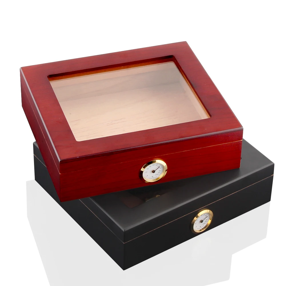 Humidor Cigar Case Travel Cigar Box Accessories Cedar Wood Humidifier Hygrometer