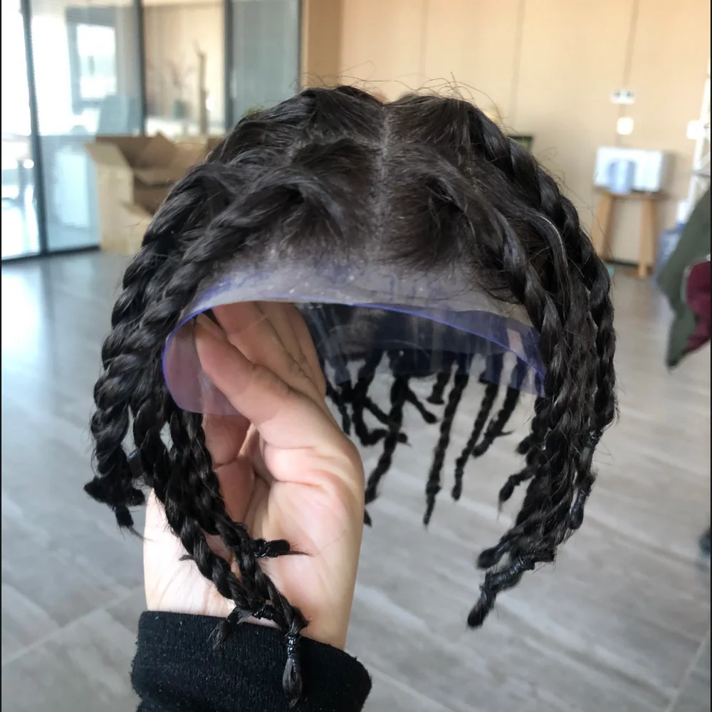 Parrucchino da uomo capelli umani Afro acconciatura maschile trecce  intrecciate Base per pelle sottile Toupet Men sistema di sostituzione della  protesi capillare - AliExpress, image size:1000x1000