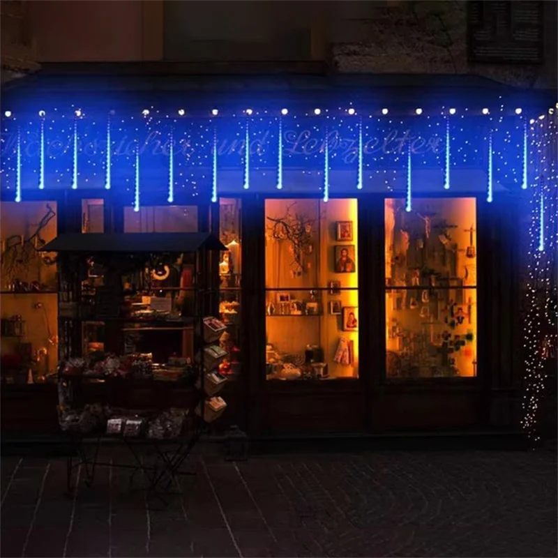 Description Picture 4 of itemLED Solar Meteor Shower String Lights 8 Tubes Holiday Lights Christmas Tree Garland Wedding Garden Decoration Outdoor Lighting