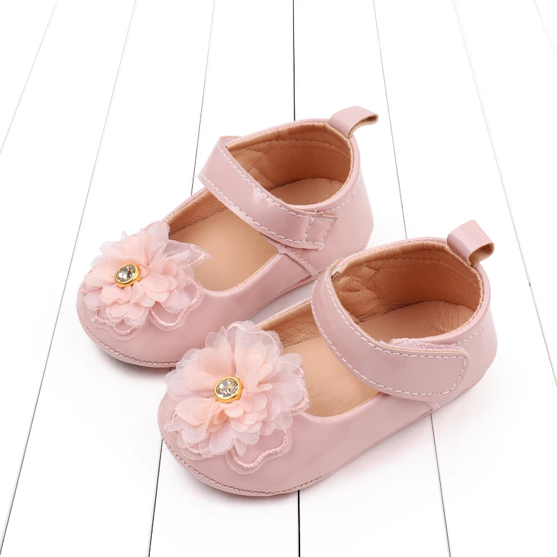 0-18M Baby Girls Princess Shoes Non-slip Soft PU Leather Flower Shoes Toddler First Walker Infant Crib