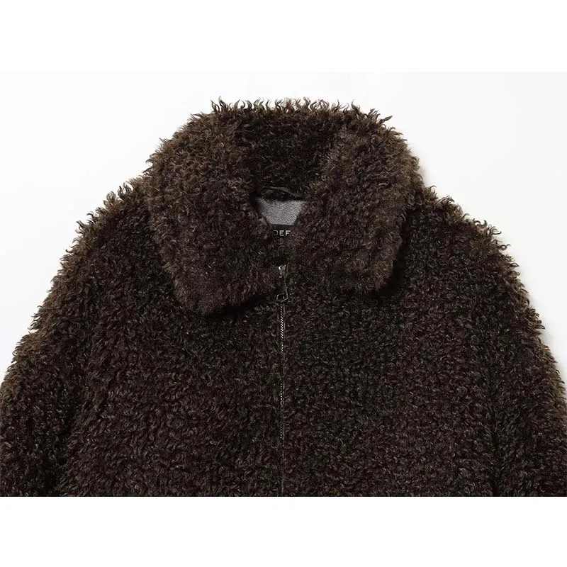 2025 Winter Fleece Short Coats For Women Chic Street Warm Fur Jacket Female Fashion Thicken Long Sleeve Zipper New Outerwear