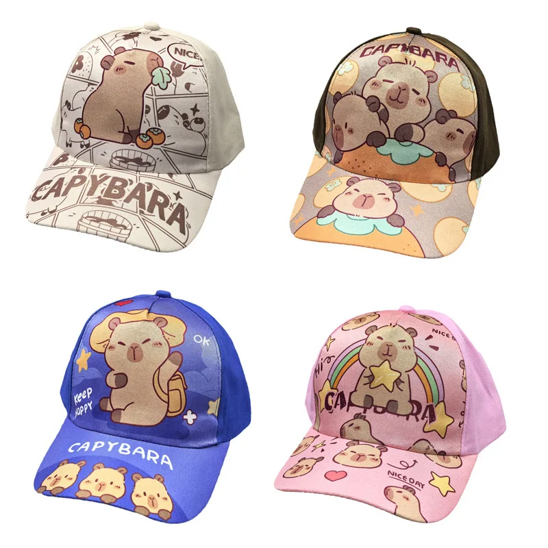 Hot Sale Children's Cartoon Capybara Printed Cap Boys Girls Outdoor Sunshade Cute Capibara Hat Lovely Kids Baseball Cap