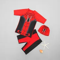 Children Swimwear 3pcs Swimsuit Boys Kids Swimming Hat Short Sleeve  Pants bathSuit Swim Beach Wear 5