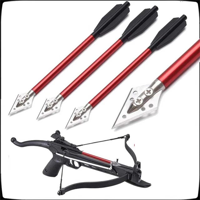 6/12pcs Aluminium Crossbow Bolts Arrows Steel Broadheads for Archery  50-80lbs Mini Crossbow Pistol Crossbow