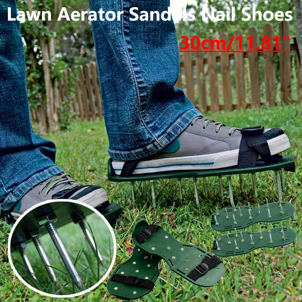 30cm Gardening Walking Garden Yard Grass Cultivator Scarification Aerator Nail Shoes Multi-functional Practical Durable Tools garden lawn aerator shoes garden nail shoes garden cultivator