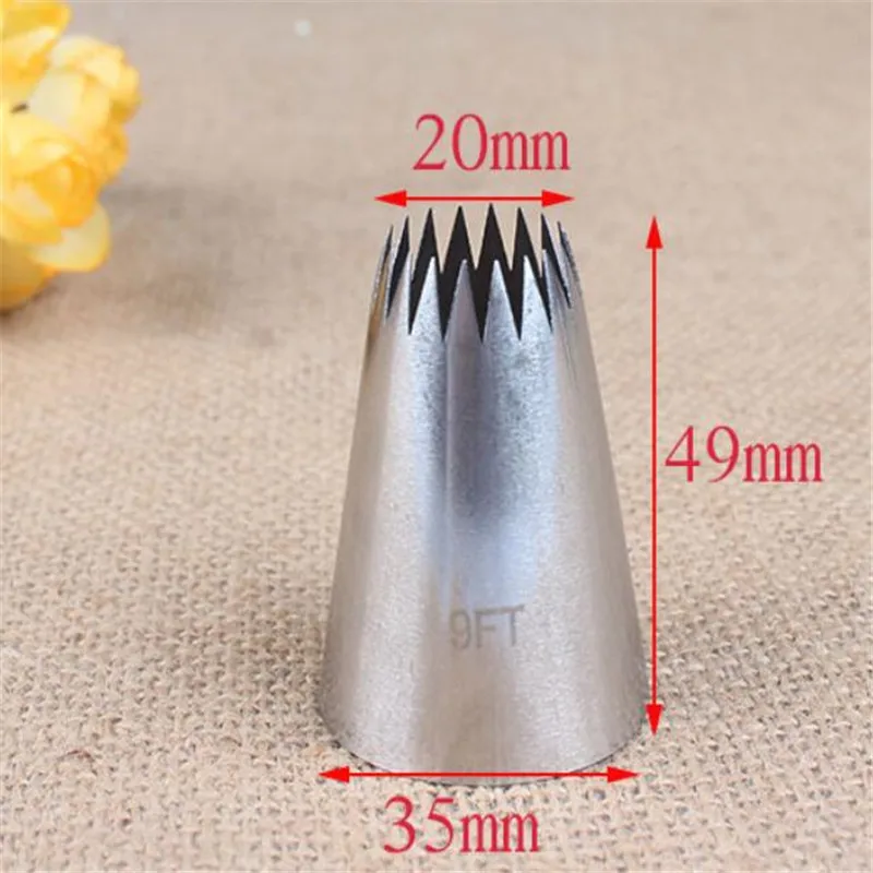 Stainless Steel Icing Piping Nozzle Tips 9FT Cookie Cake Cream Fondant Nozzle Tubes Cake Decorating Tools