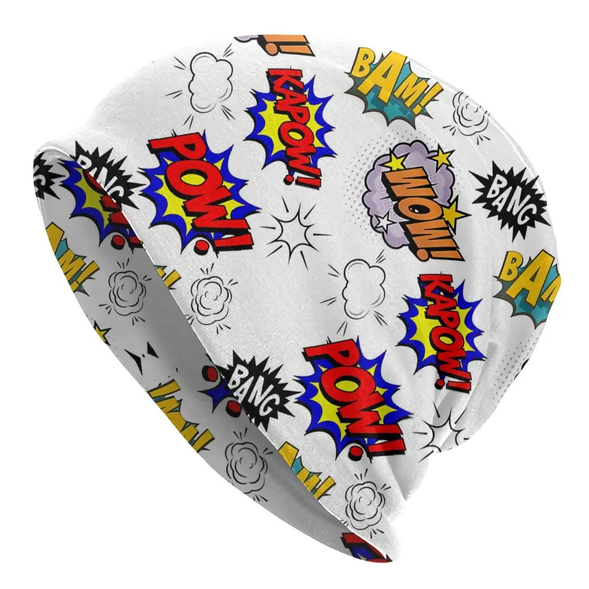 

POP Art Retro Comic Skullies Beanies Outdoor Hats POW WOW BAM Thin Bonnet Hipster Caps Men Women's Earmuffs